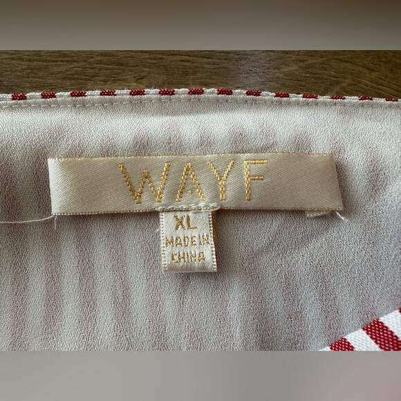 WAYF Naples Ruffled Red And White Striped Faux-Wrap Skirt Size XL - Picture 6 of 10